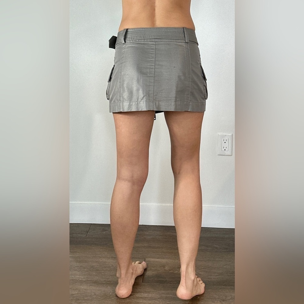 Burberry Women Gunmetal Cargo mini skirt dark grey size 6 cotton and polyamide - Picture 2 of 11